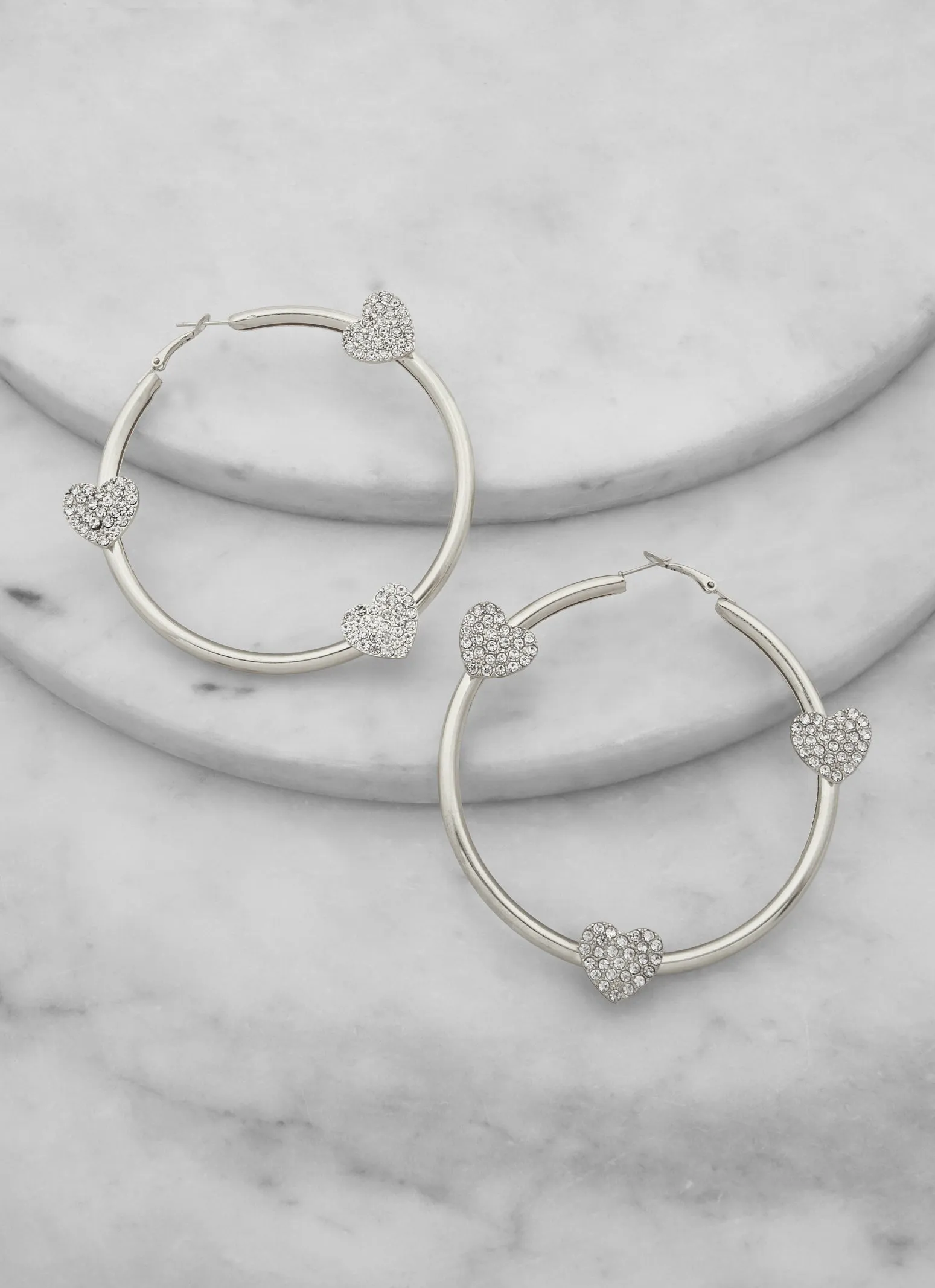 Pave Heart Hoop Earrings sold by Rainbow product image thumbnail 2