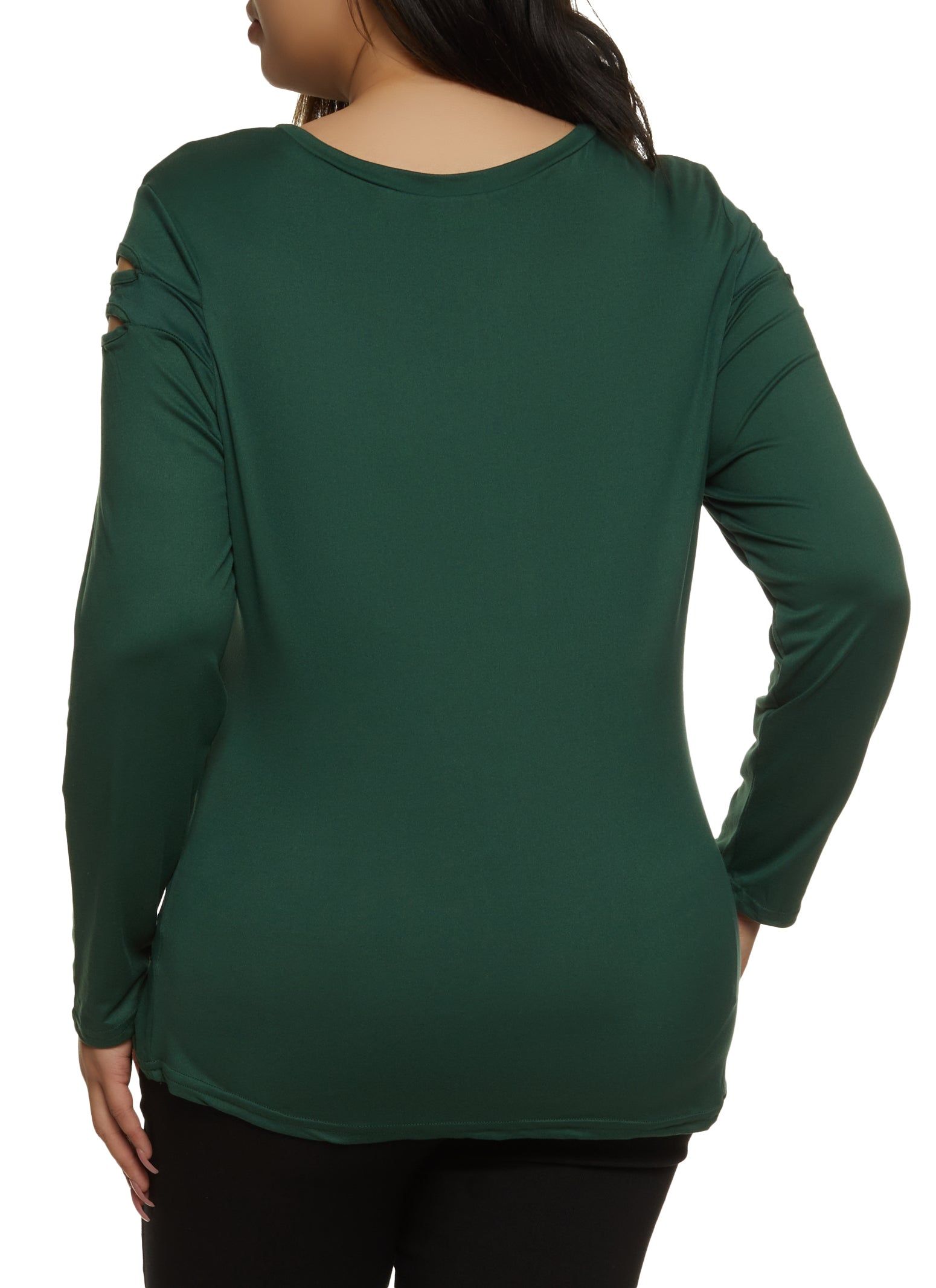 Plus Size Cut Out Keyhole Long Sleeve Tee sold by Rainbow product image thumbnail 2