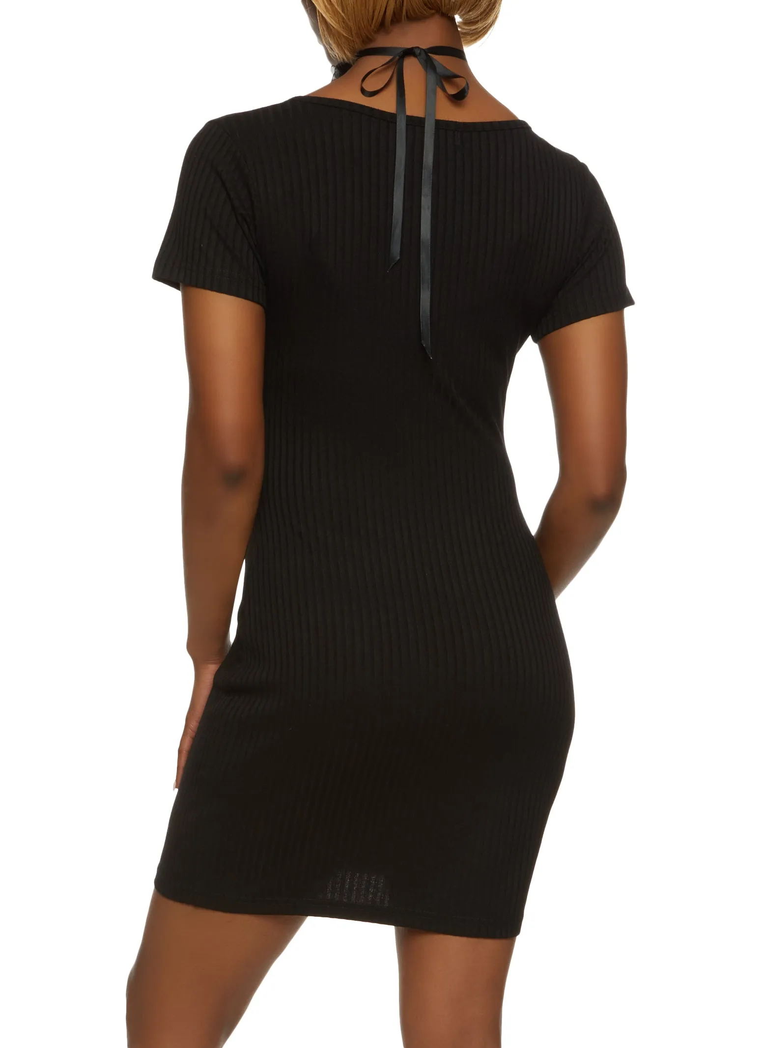 Ribbed Notch Neck T Shirt Dress sold by Rainbow product image thumbnail 3