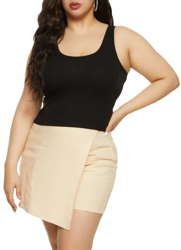 Plus Size Asymmetrical Wrap Detail Skort sold by Rainbow