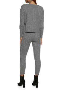 Cable Knit Crew Neck Sweater and Leggings Set sold by Rainbow