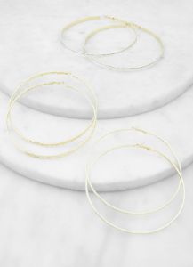 Jumbo Metallic Hoop Earring Trio sold by Rainbow
