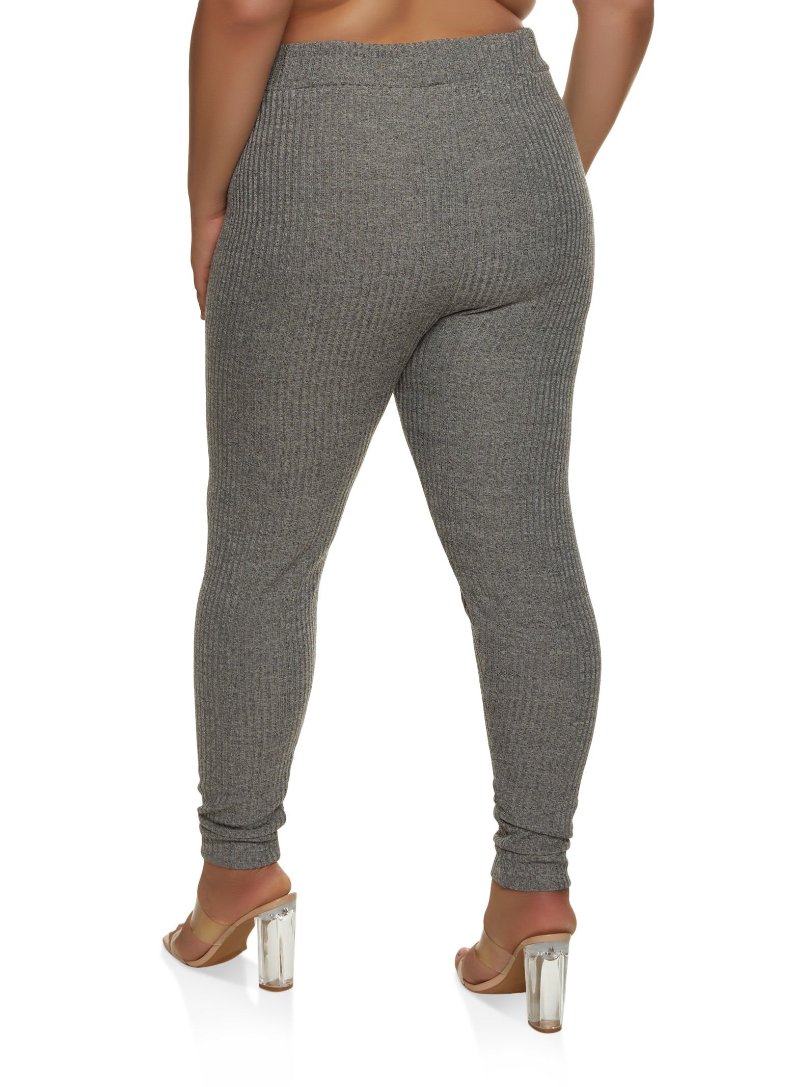 Plus Size Ribbed Knit High Waisted Leggings sold by Rainbow product image thumbnail 2