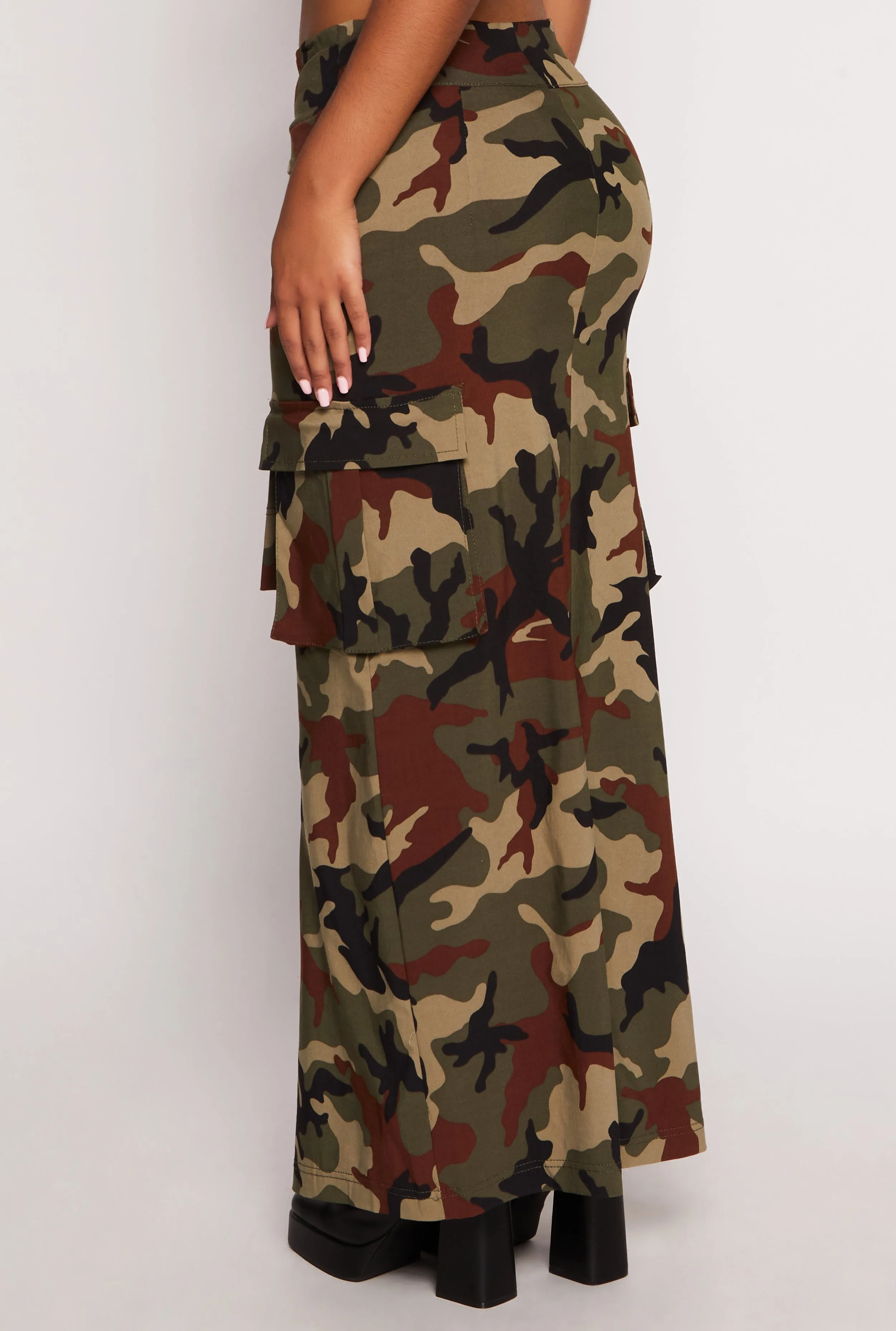 Camo Tie Front Maxi Cargo Skirt sold by Rainbow product image thumbnail 3