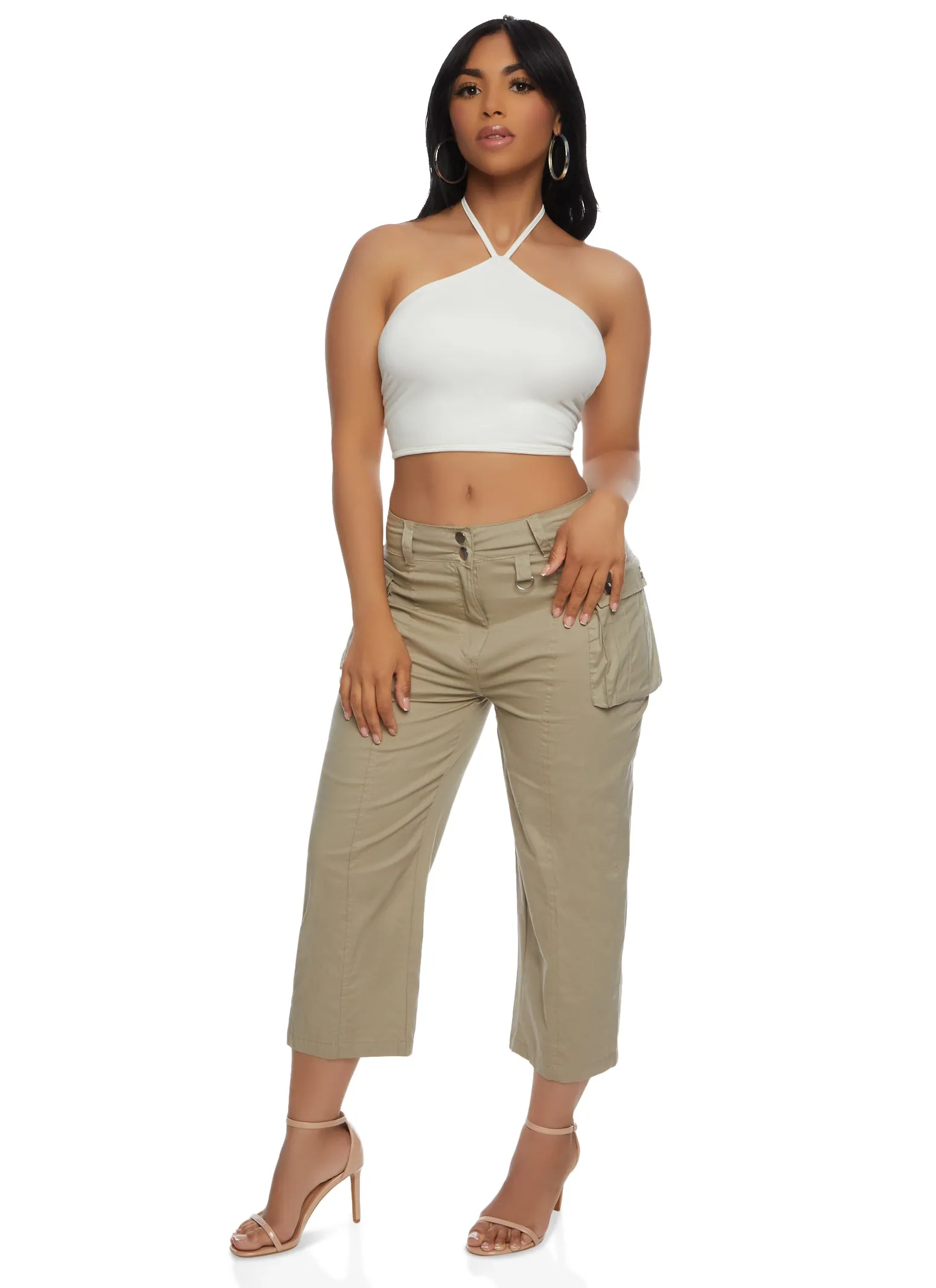 Two Button Capri Cargo Pants sold by Rainbow