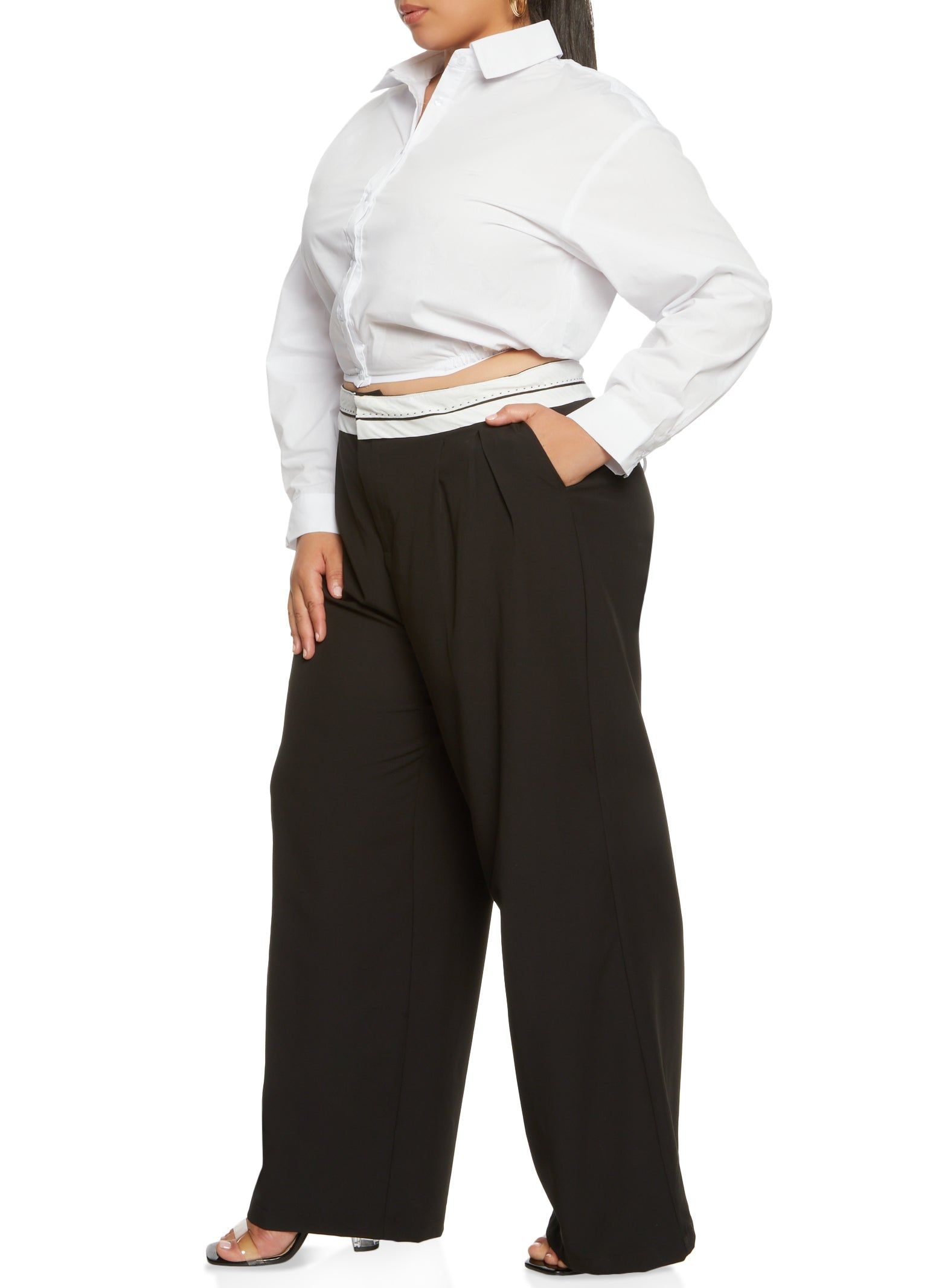 Plus Size Button Front Tie Hem Shirt sold by Rainbow product image thumbnail 2