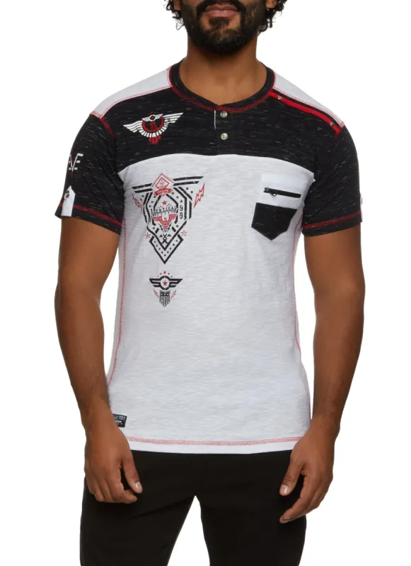 Mens Color Block Vertical Sport Graphic Tee sold by Rainbow