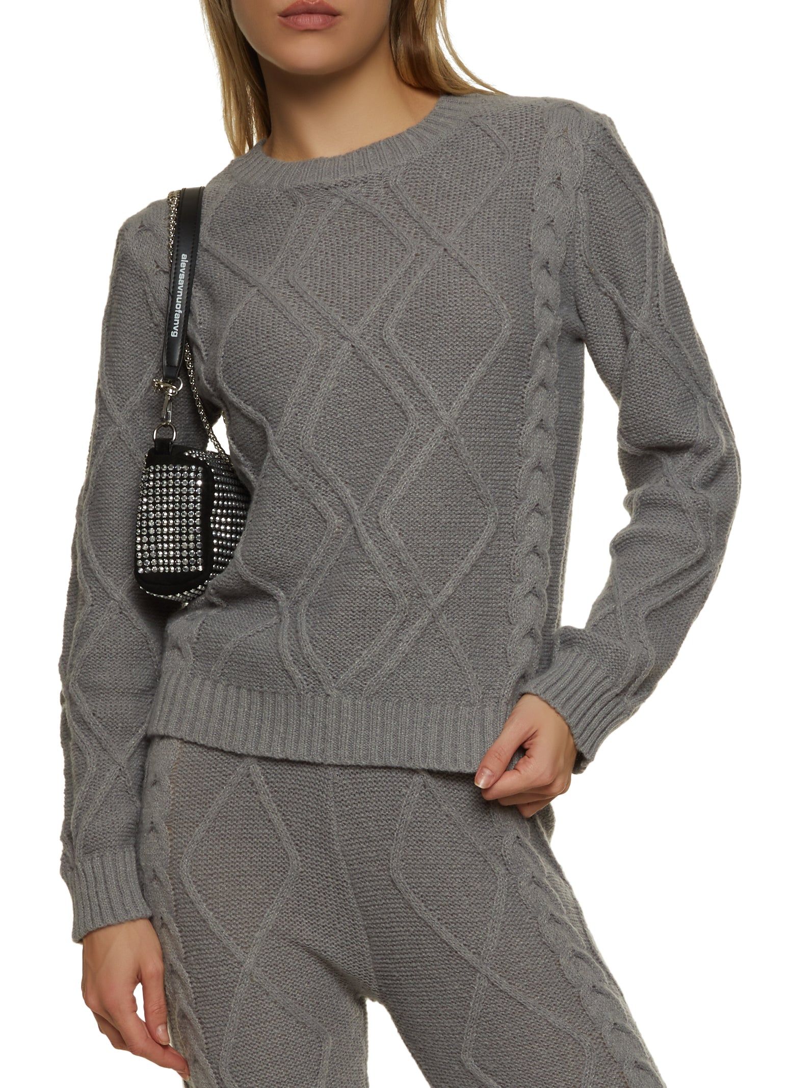 Cable Knit Crew Neck Pullover Sweater sold by Rainbow