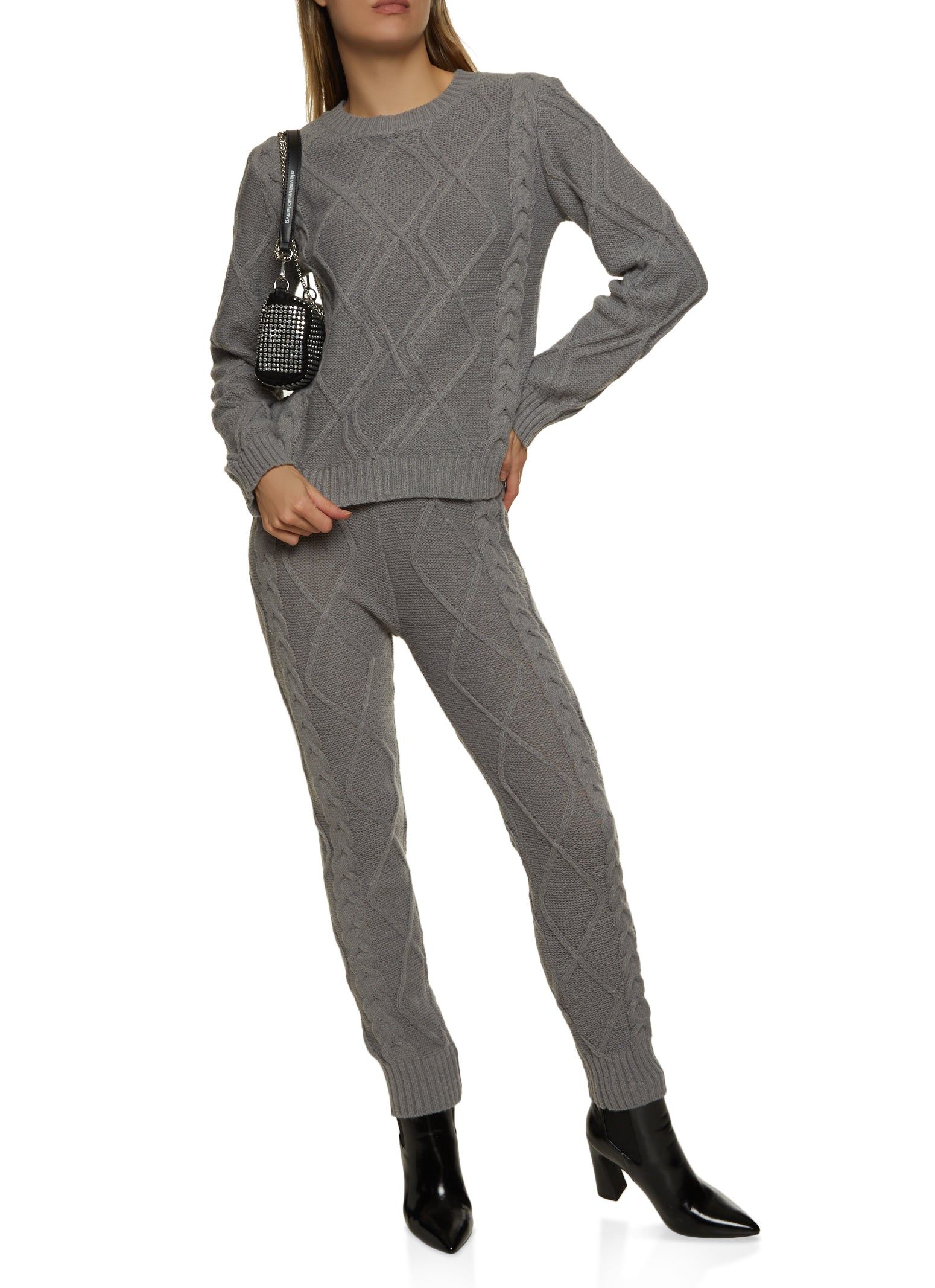 Cable Knit Crew Neck Pullover Sweater sold by Rainbow product image thumbnail 2