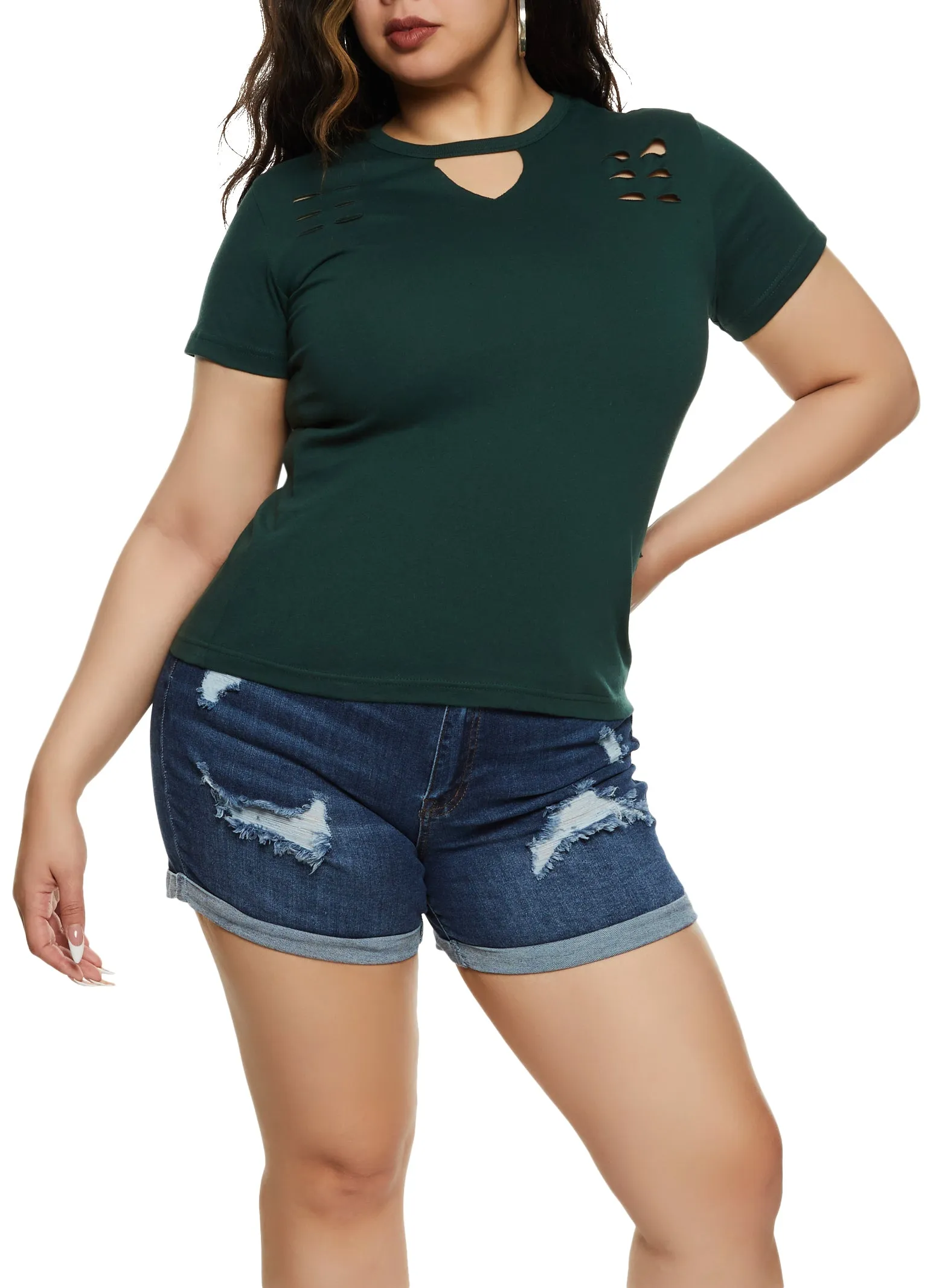 Plus Size Basic Laser Cut T Shirt sold by Rainbow product image thumbnail 2