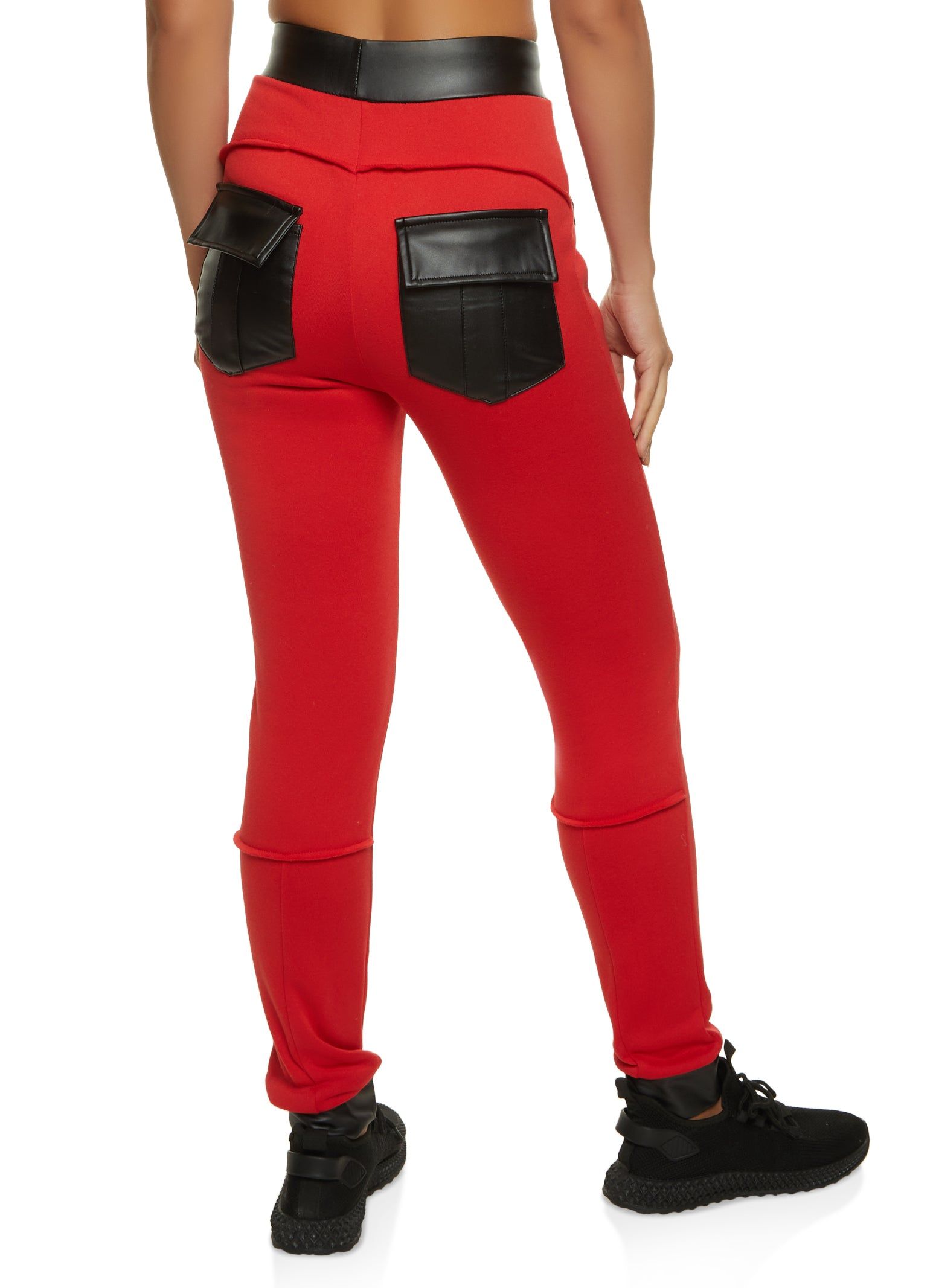 Faux Leather Detail Fleece Joggers sold by Rainbow product image thumbnail 2