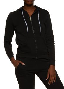Solid Fleece Zip Front Hooded Sweatshirt sold by Rainbow