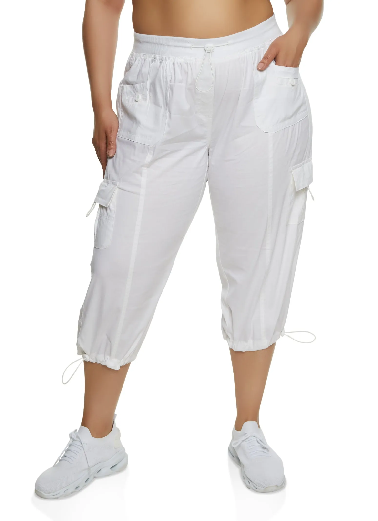 Plus Size Poplin Toggle Drawstring Cargo Capris sold by Rainbow product image thumbnail 2