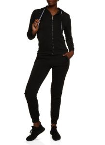 Solid Fleece Zip Front Hooded Sweatshirt sold by Rainbow