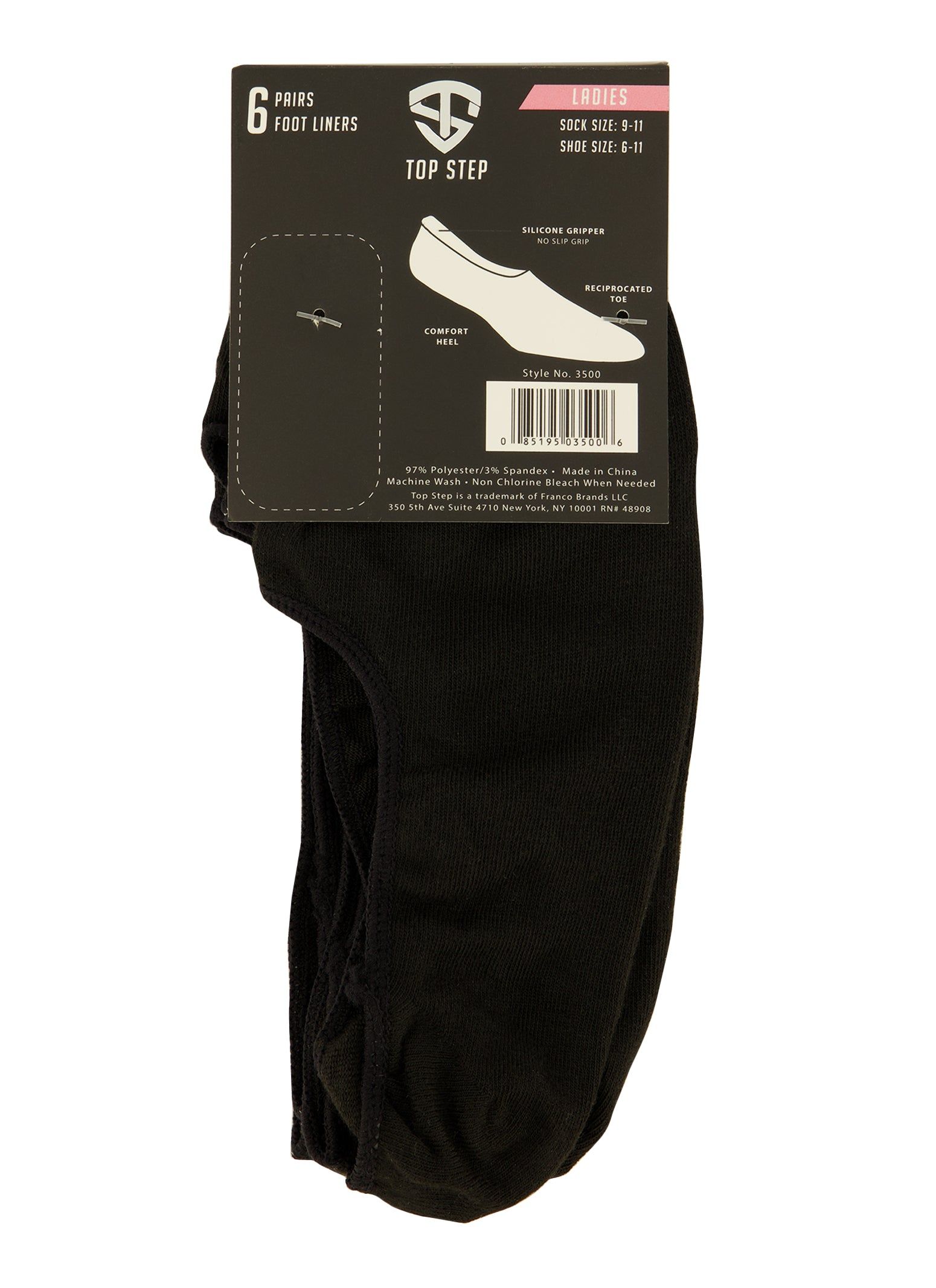 Solid No Show Socks 6 Pack Size 9-11 sold by Rainbow product image thumbnail 5