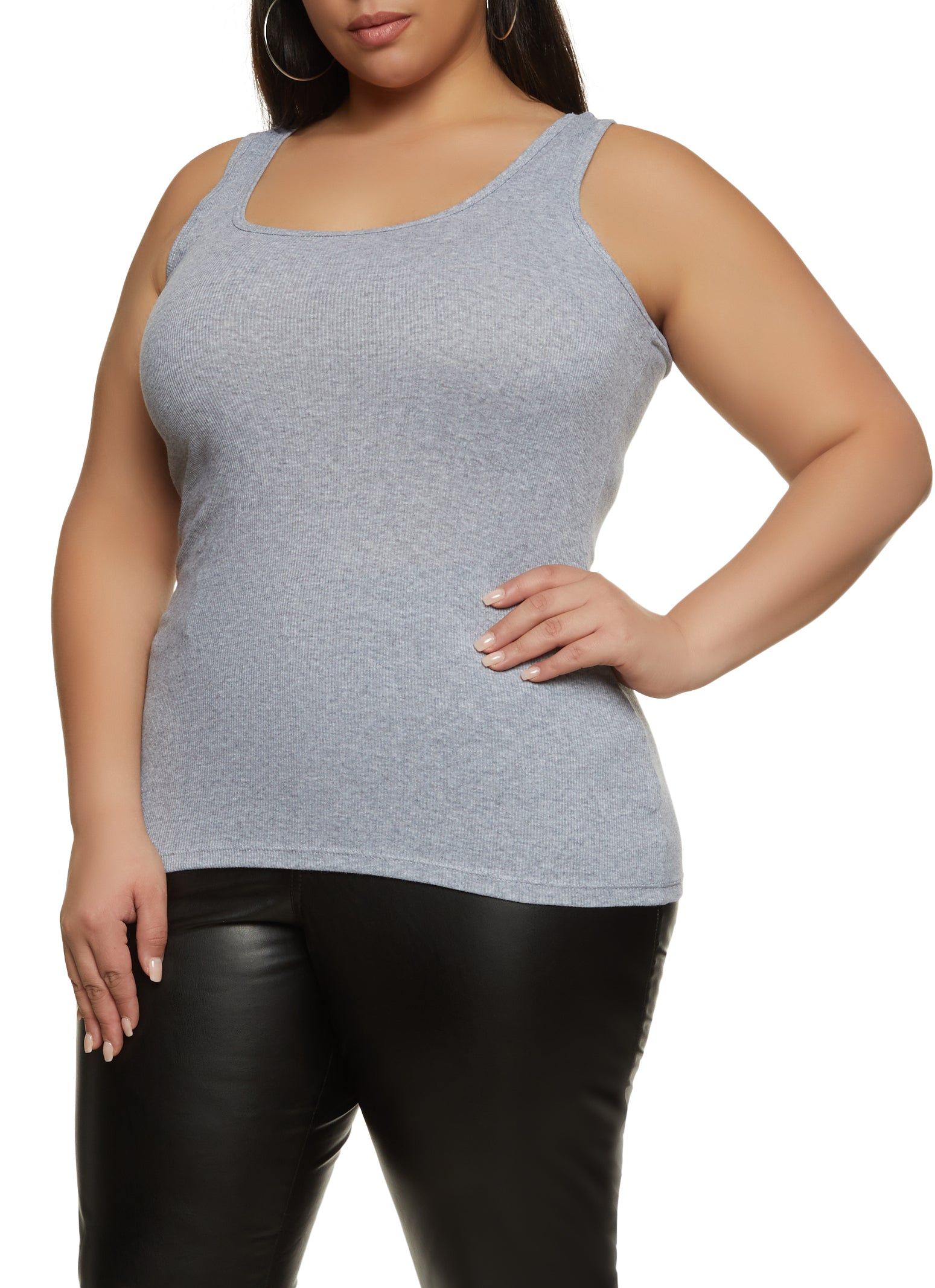 Plus Size Ribbed Knit Racerback Tank Top sold by Rainbow