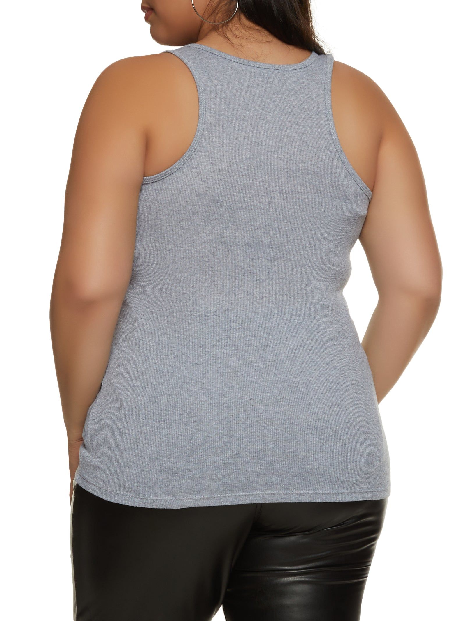 Plus Size Ribbed Knit Racerback Tank Top sold by Rainbow product image thumbnail 2