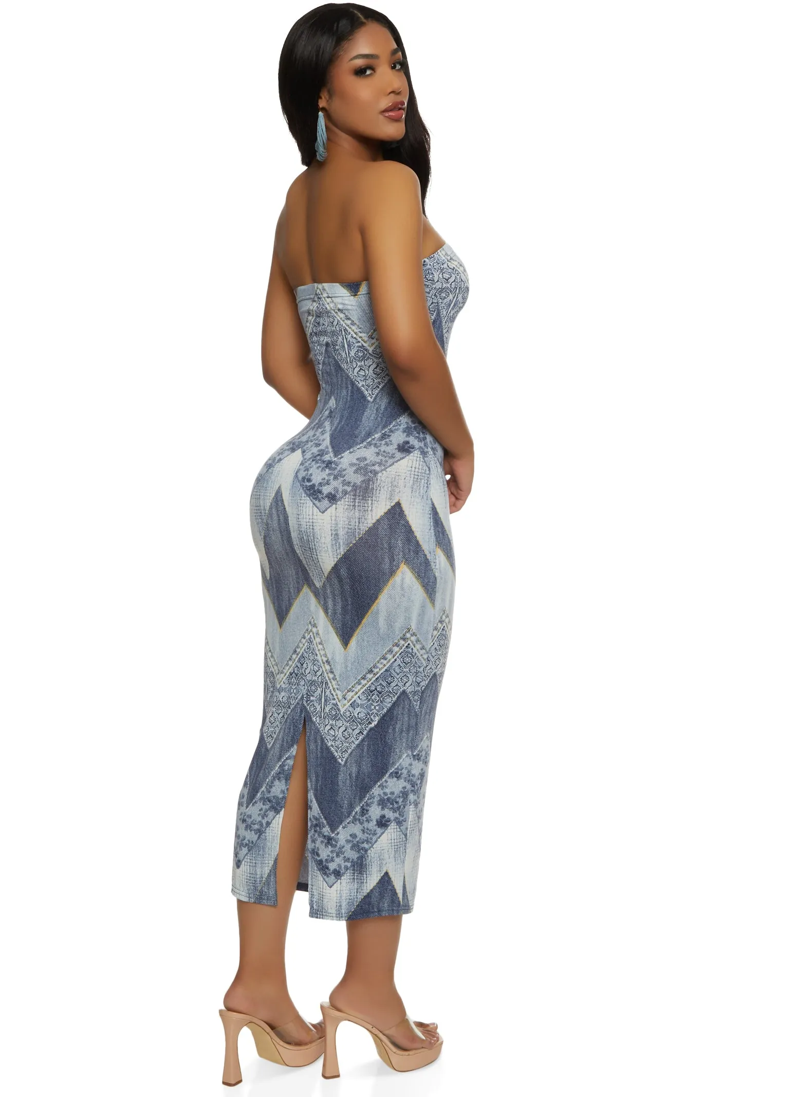 Printed Strapless Bodycon Maxi Dress sold by Rainbow product image thumbnail 3