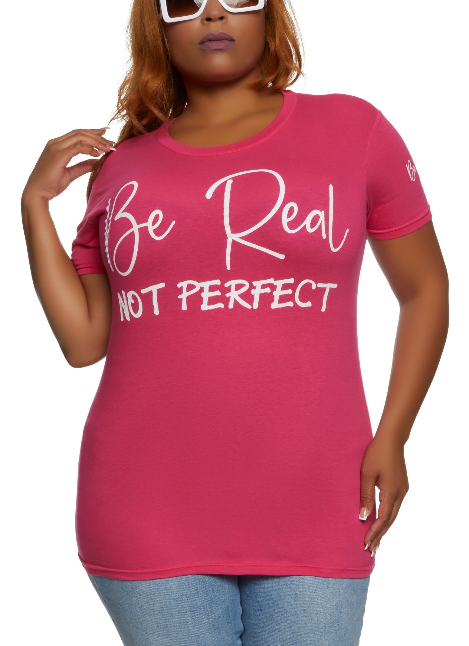 Plus Size Be Real Not Perfect Oversized Tee sold by Rainbow