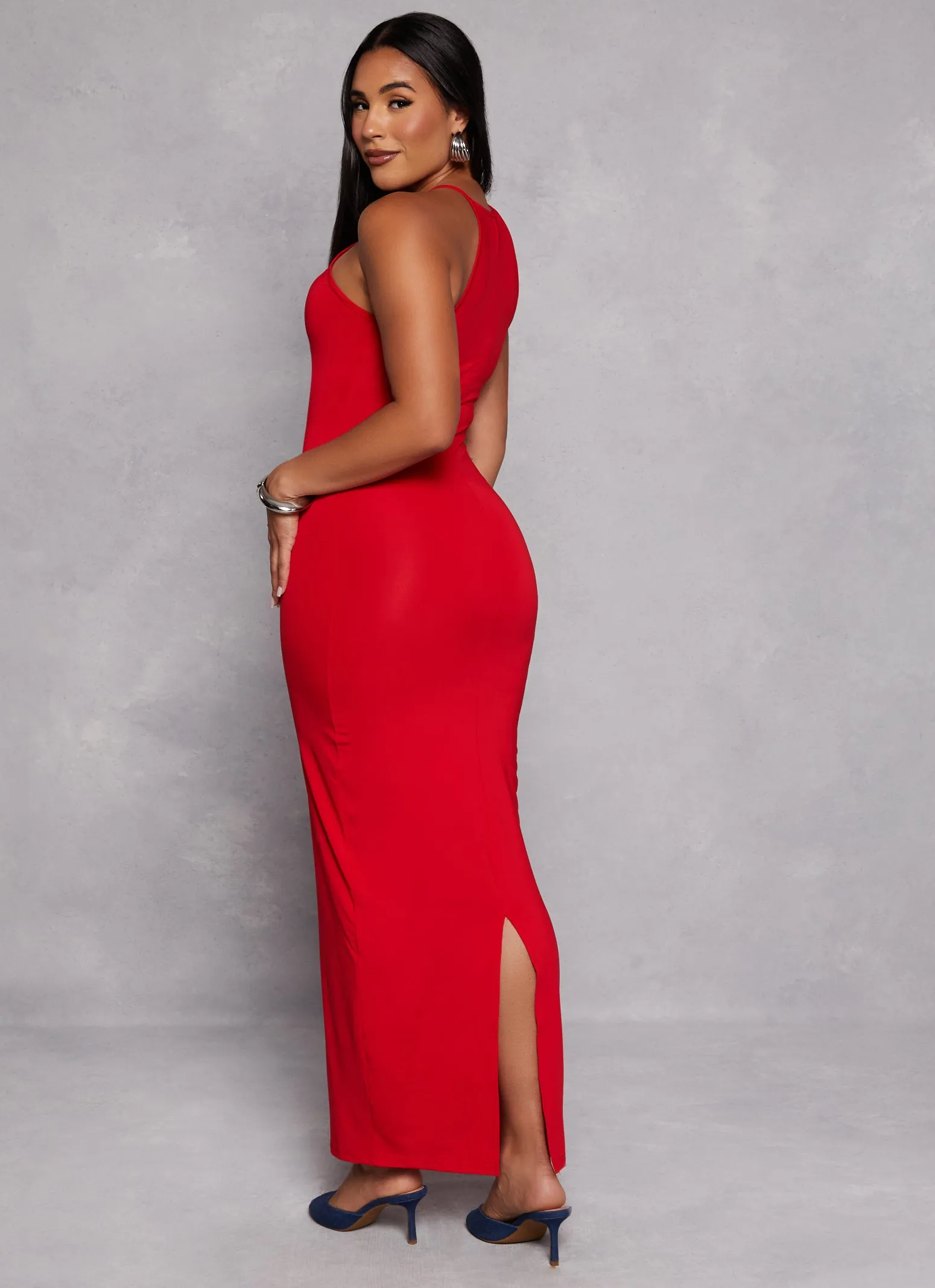 Daisy High Neck Slit Back Maxi Dress sold by Rainbow product image thumbnail 3