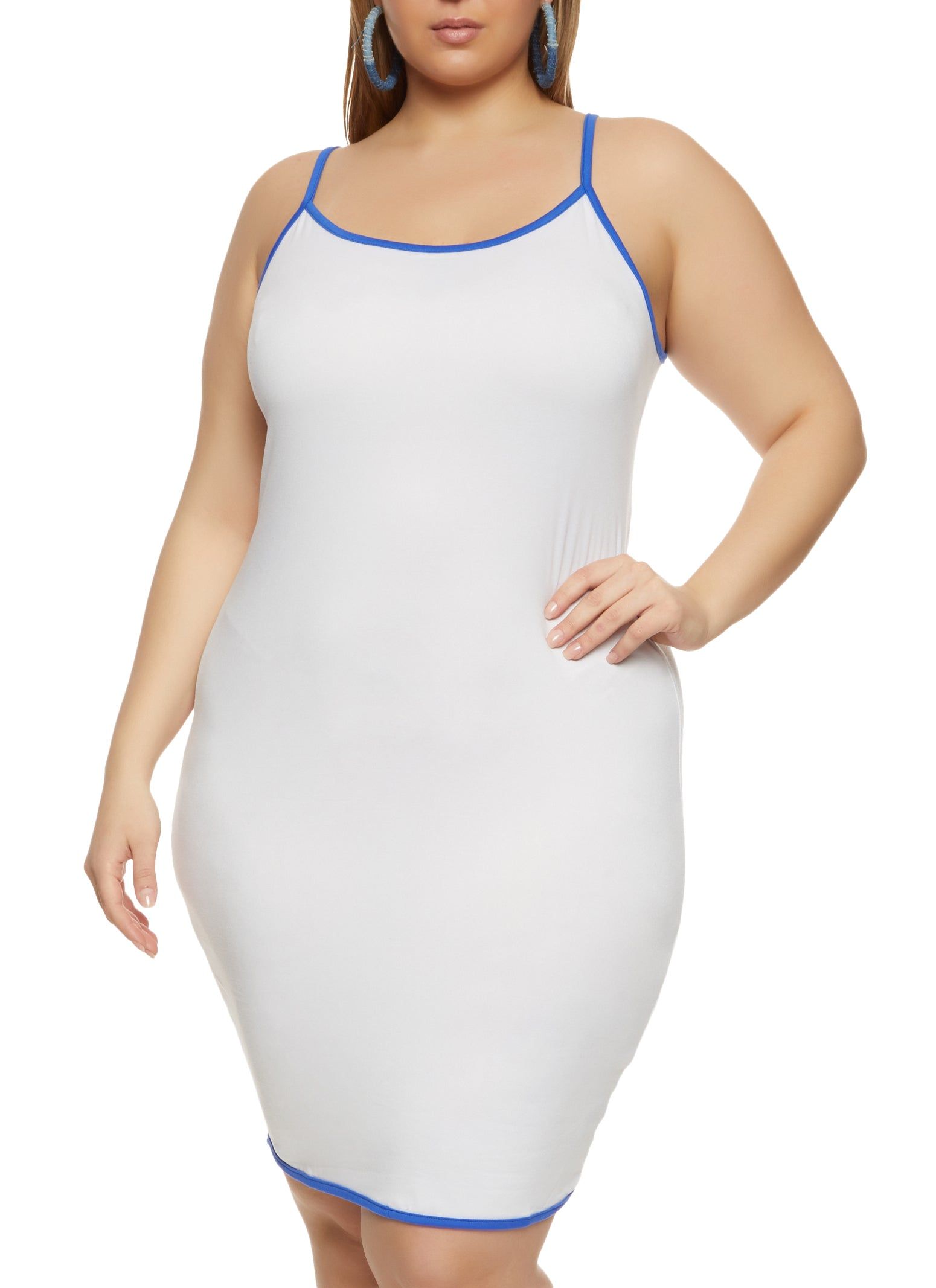 Plus Size Contrast Trim Cami Midi Dress sold by Rainbow