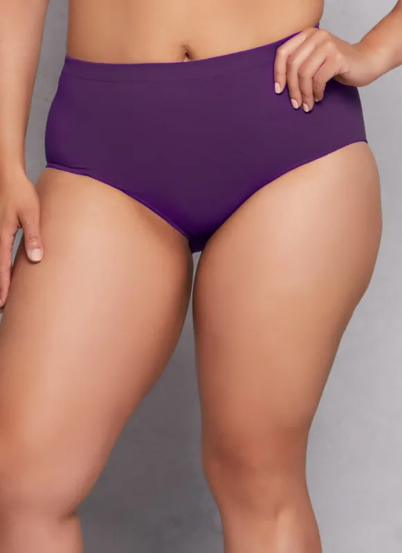 Plus Size High Waisted Seamless Bikini Panty sold by Rainbow