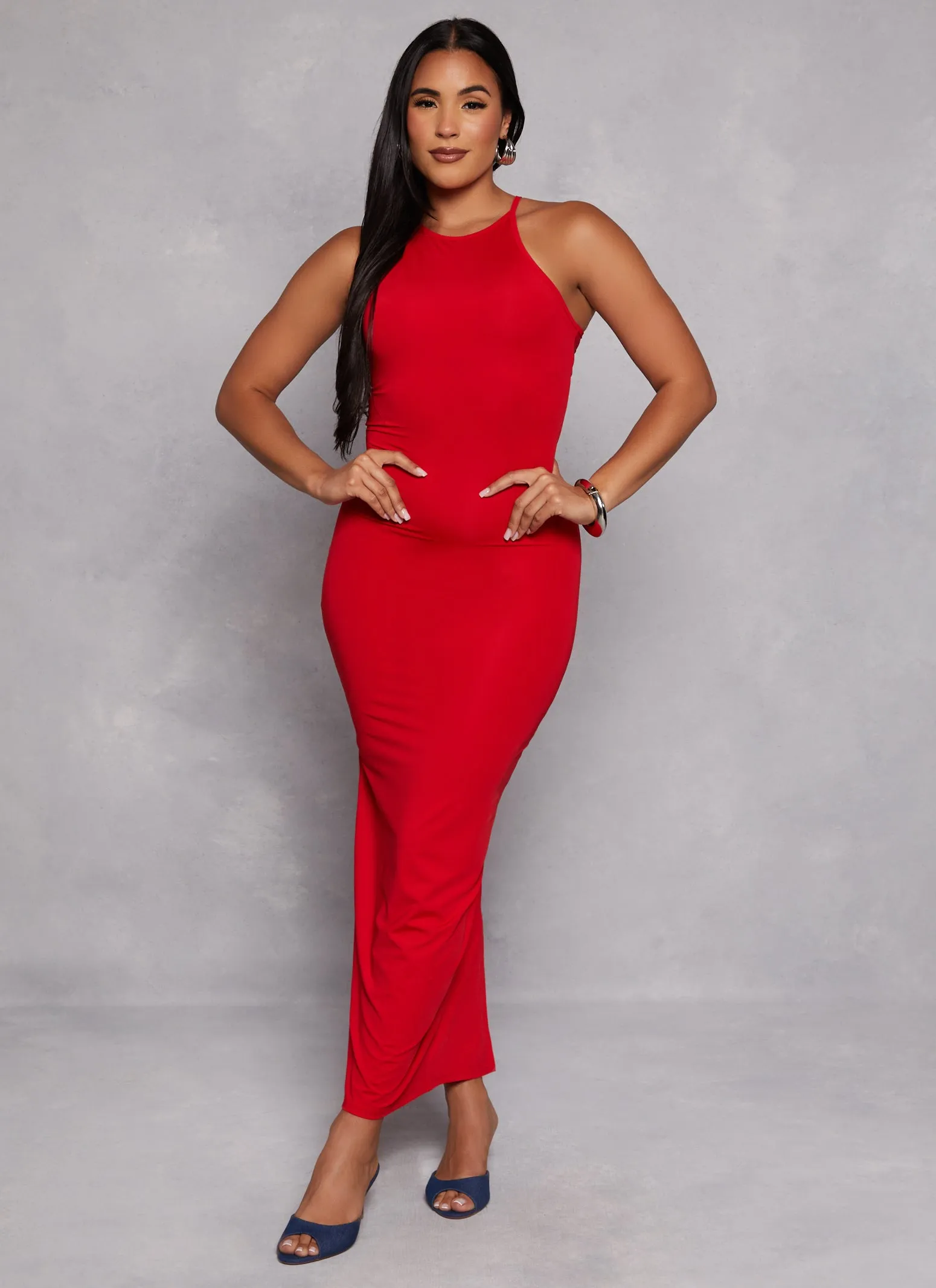 Daisy High Neck Slit Back Maxi Dress sold by Rainbow product image thumbnail 2