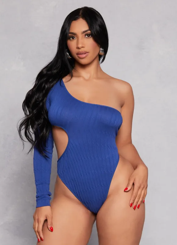 Seamless Cut Out One Shoulder Long Sleeve Bodysuit sold by Rainbow