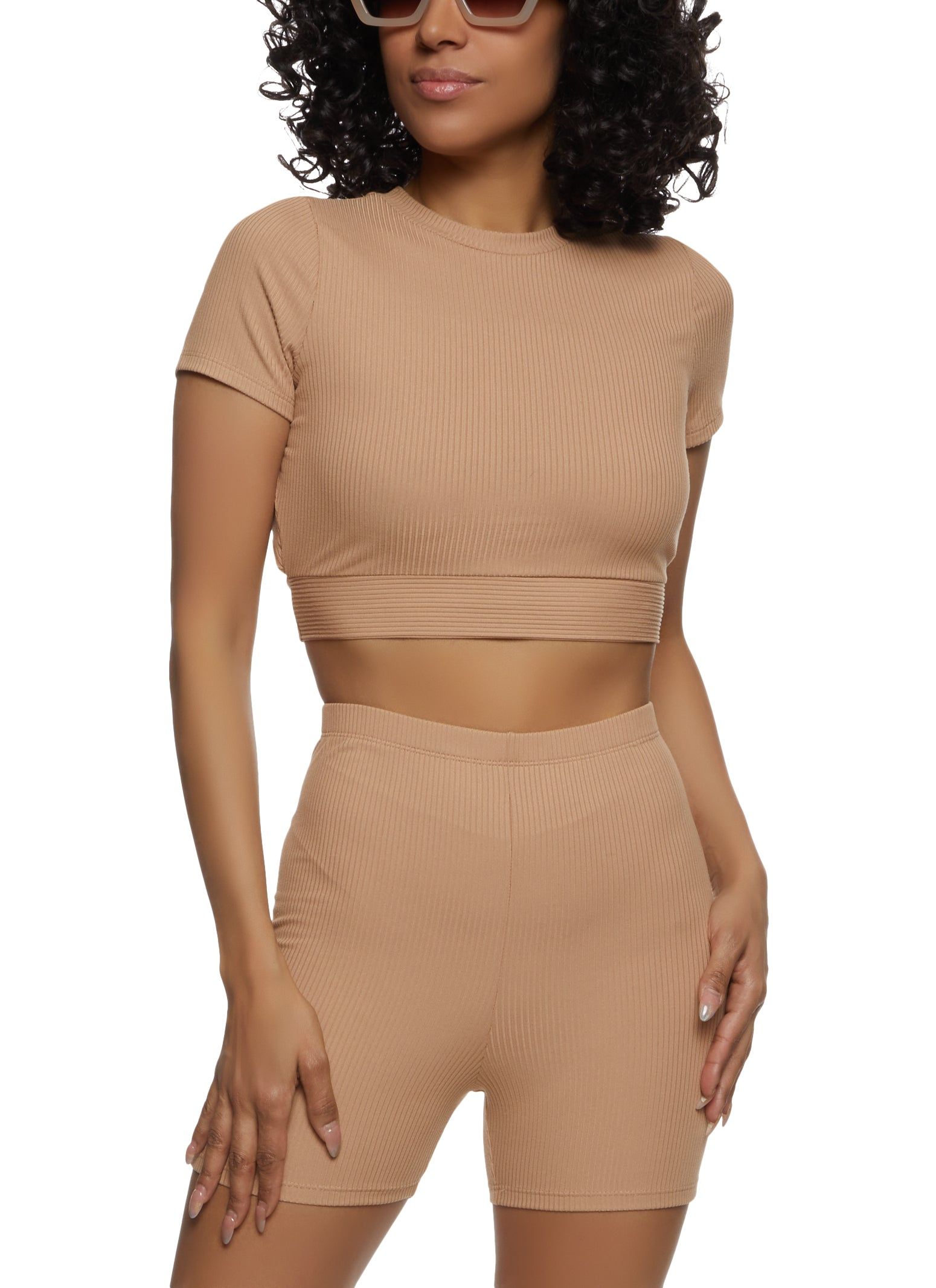 Ribbed Soft Knit Open Back Crop Top sold by Rainbow