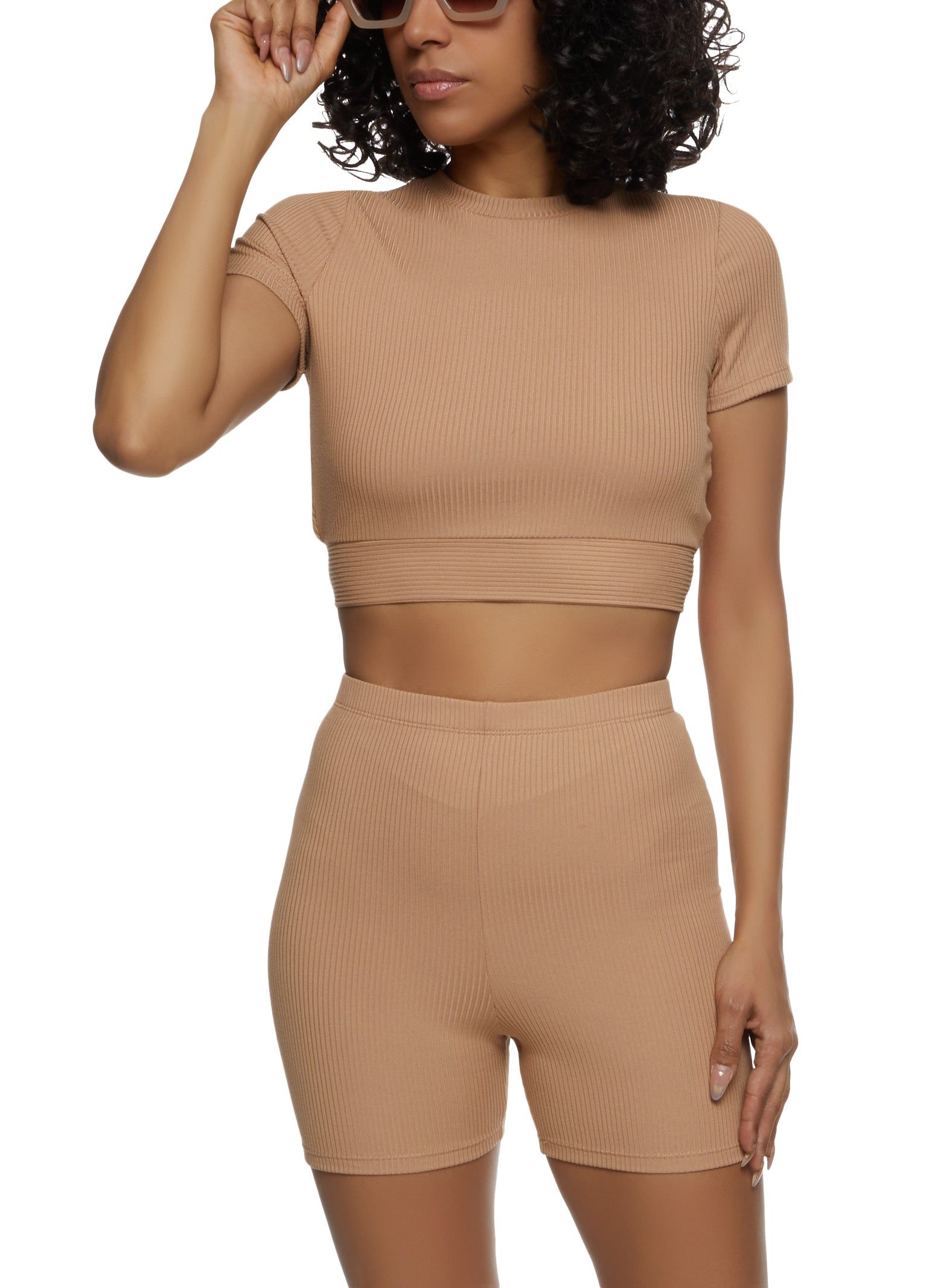Ribbed Soft Knit Open Back Crop Top sold by Rainbow product image thumbnail 2