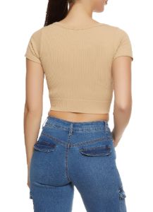 Seamless Ribbed V Neck Crop Top sold by Rainbow