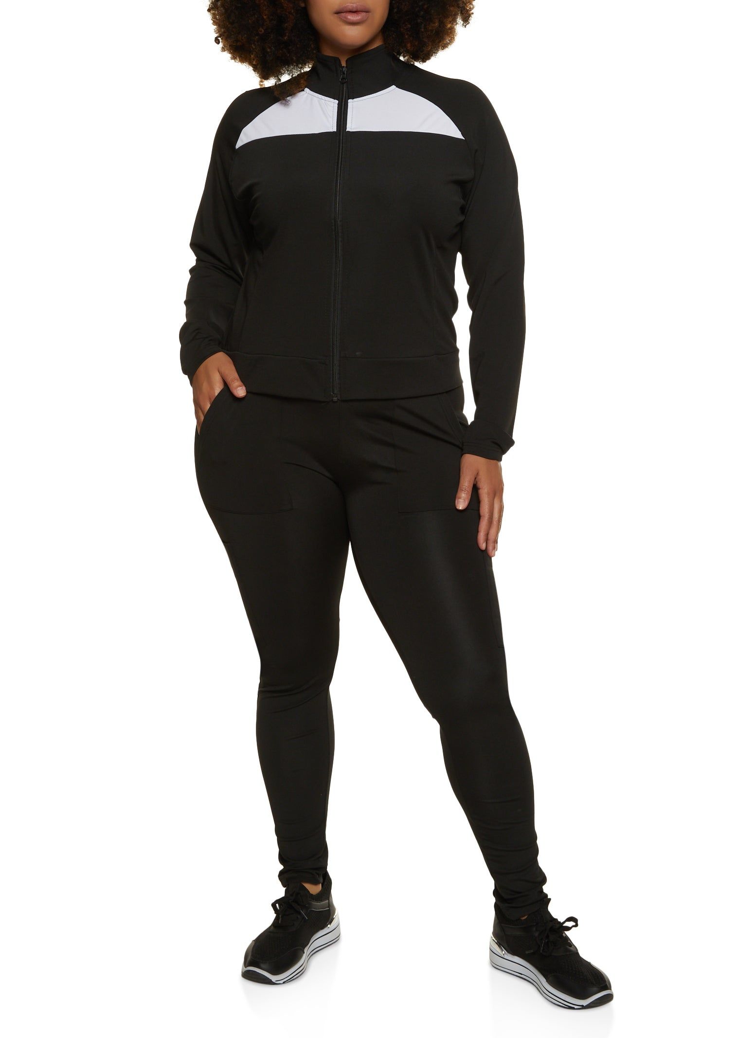 Plus Size Zip Front Color Block Track Jacket sold by Rainbow product image thumbnail 2