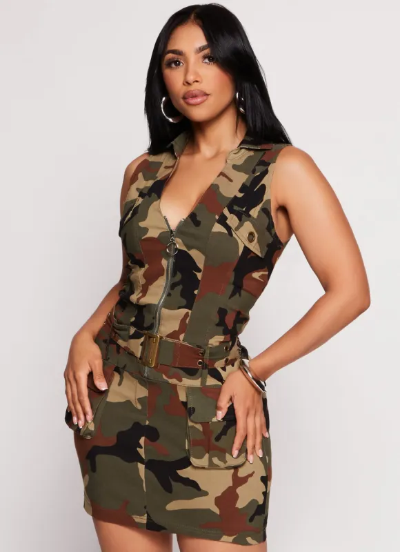 Hyper Stretch Cargo Pocket Mini Dress sold by Rainbow