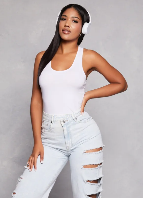 Basic Scoop Neck Racerback Tank Bodysuit sold by Rainbow