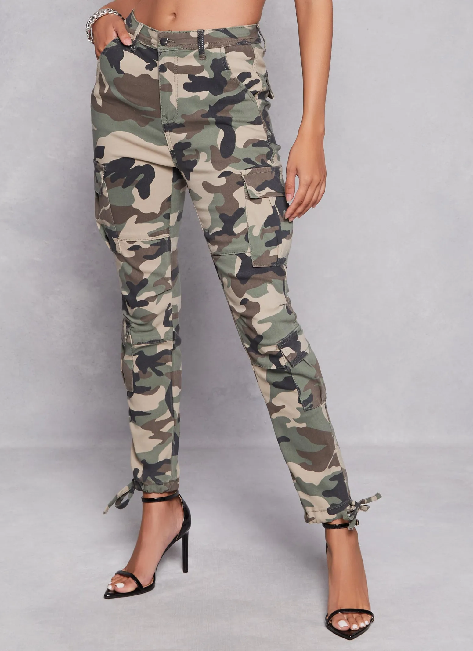 Camo High Waisted Skinny Leg Cargo Pants sold by Rainbow product image thumbnail 2