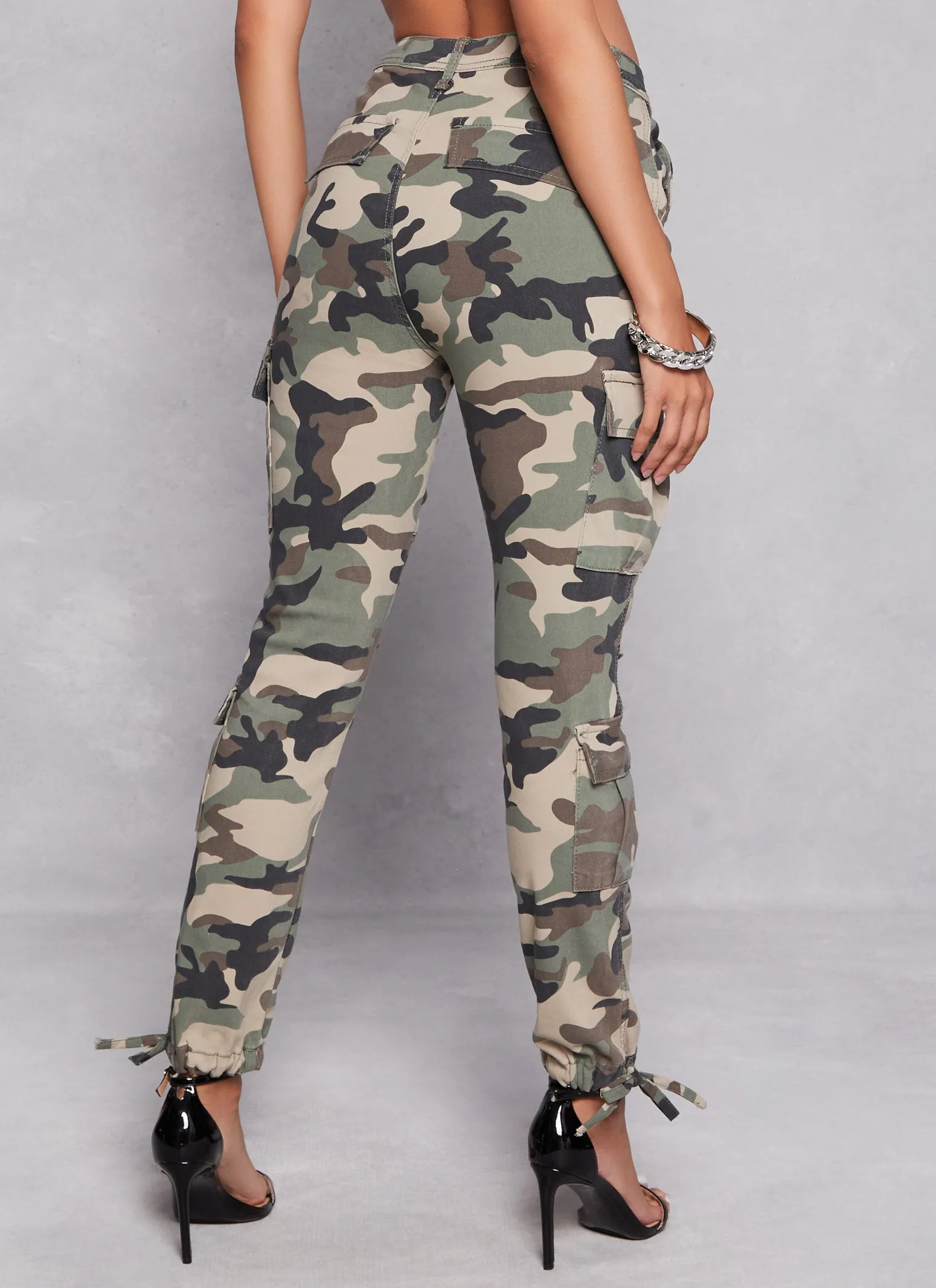 Camo High Waisted Skinny Leg Cargo Pants sold by Rainbow product image thumbnail 3