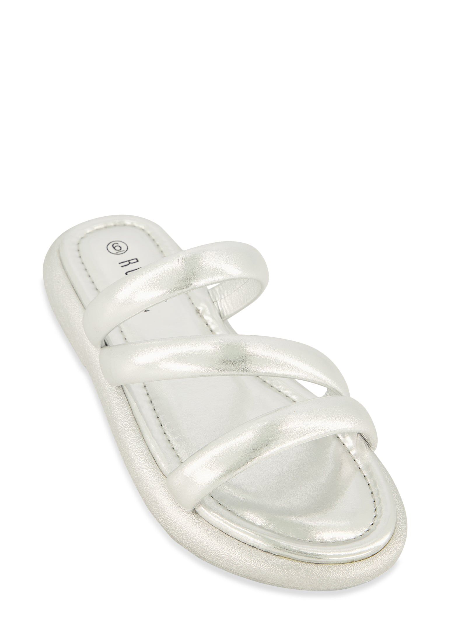 Asymmetrical Band Slide Sandals sold by Rainbow