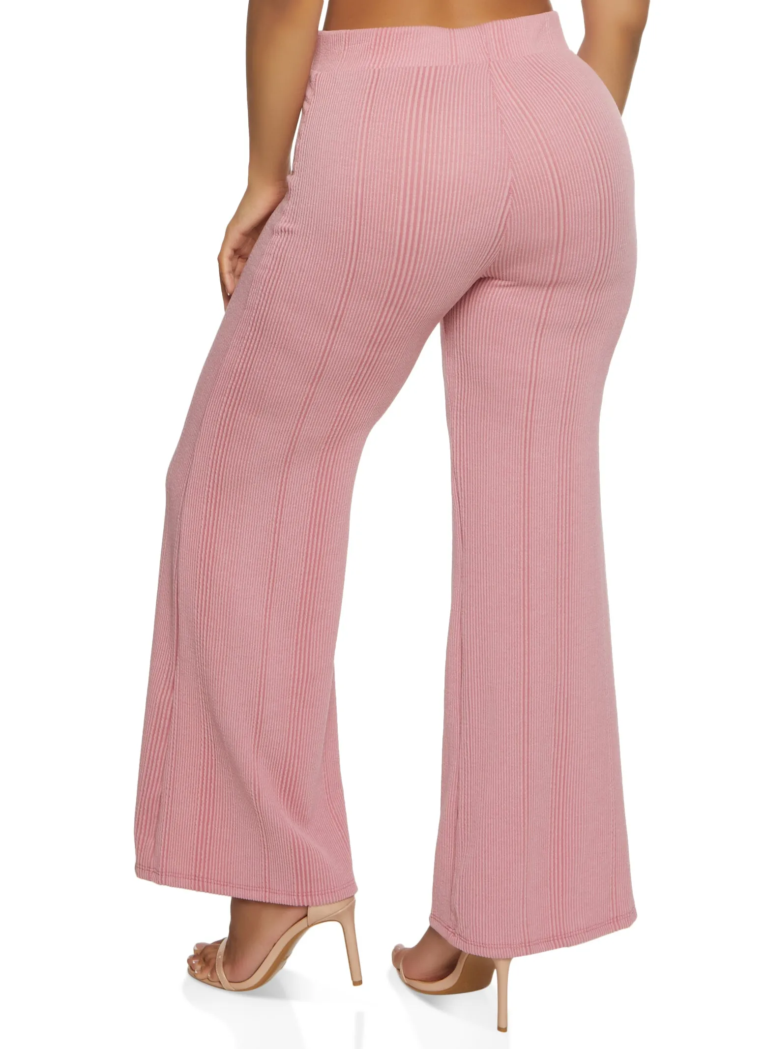 Solid Ribbed High Waist Wide Leg Pants sold by Rainbow product image thumbnail 2