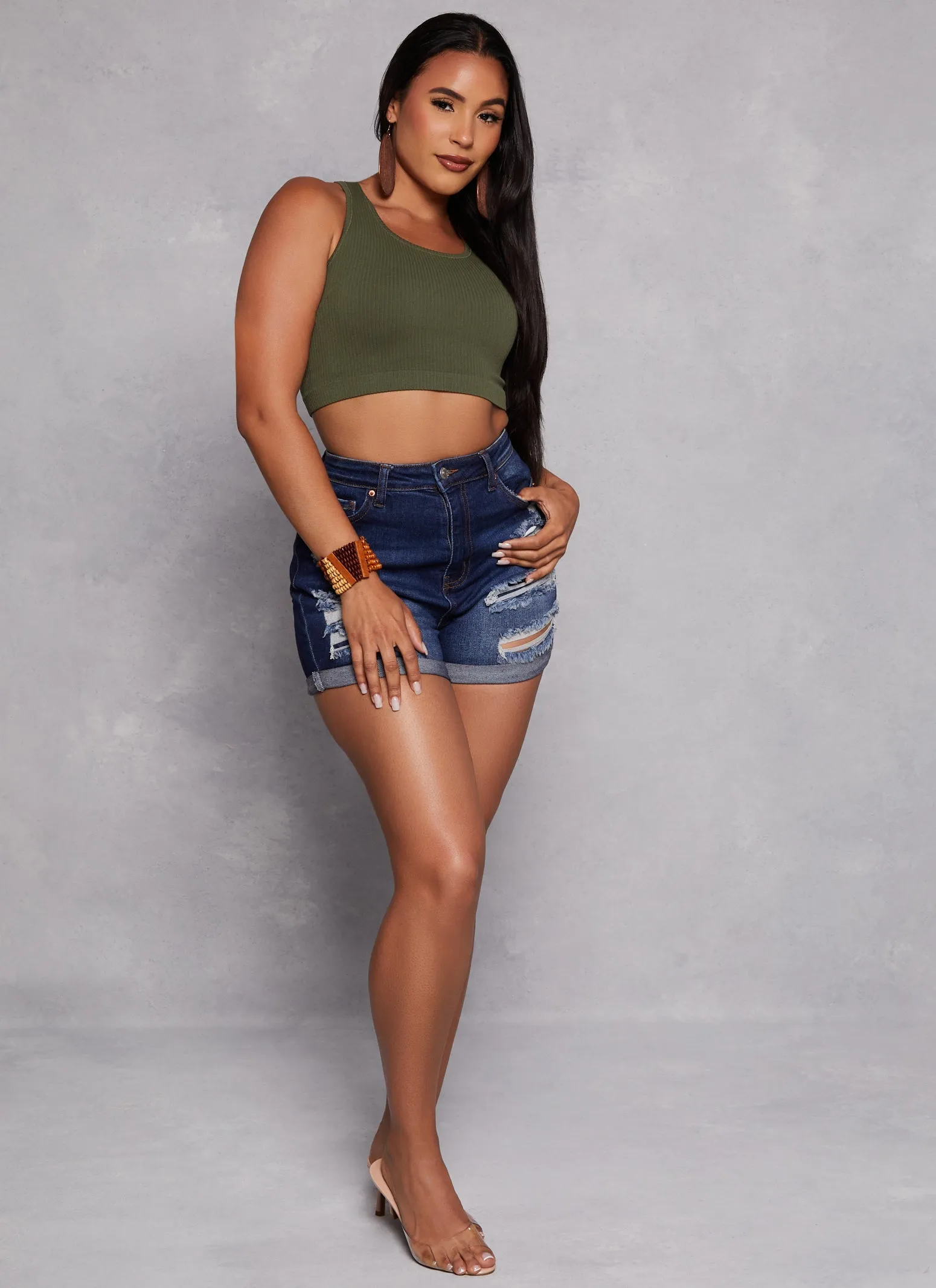 Seamless Ribbed Cropped Tank Top sold by Rainbow product image thumbnail 2