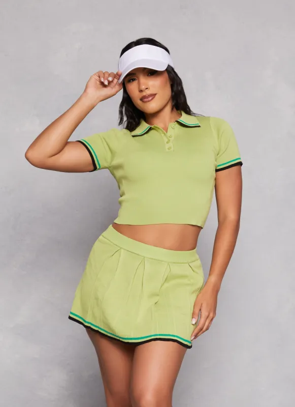 Daisy Varsity Striped Cropped Polo Shirt sold by Rainbow