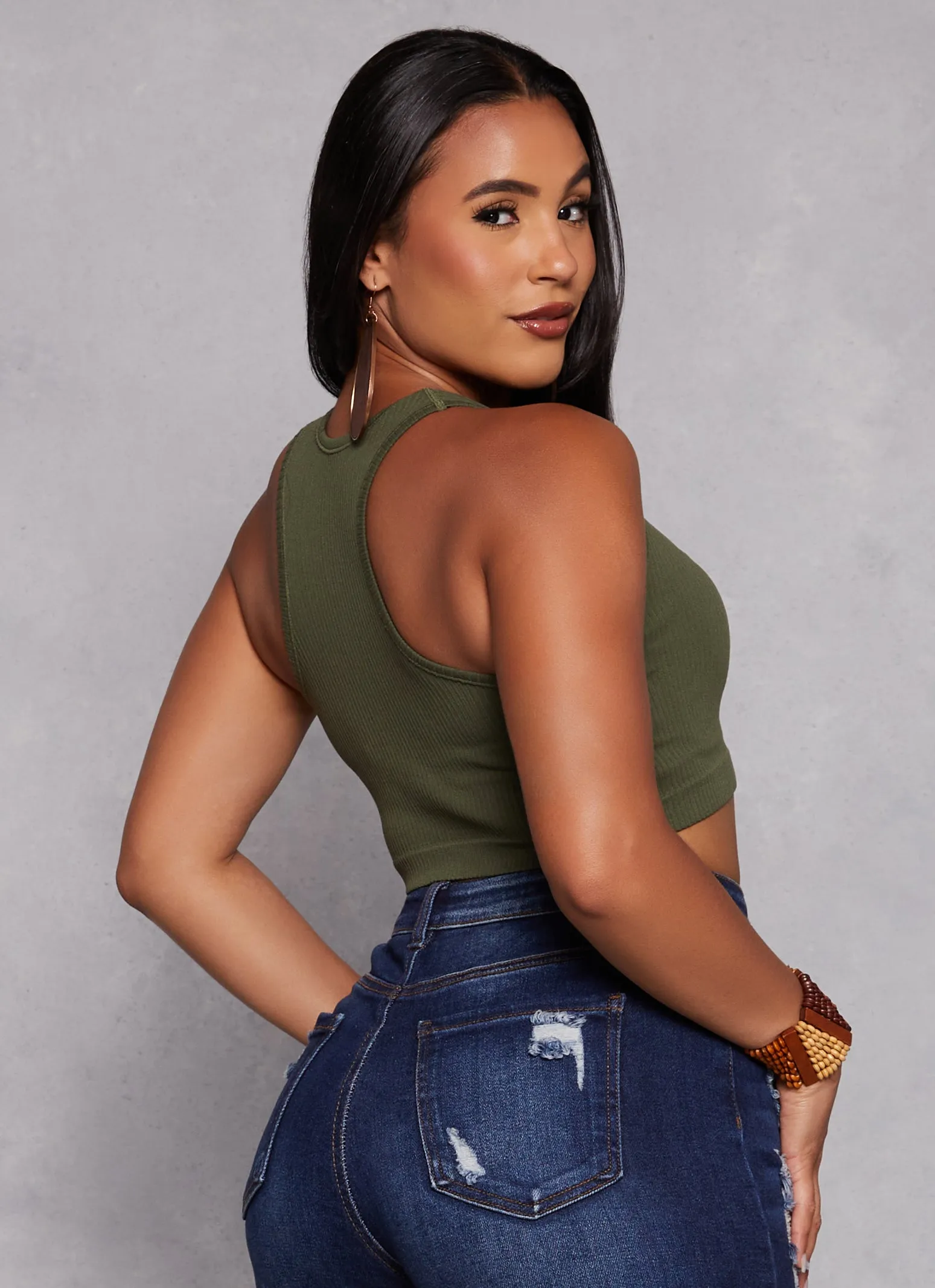 Seamless Ribbed Cropped Tank Top sold by Rainbow product image thumbnail 3