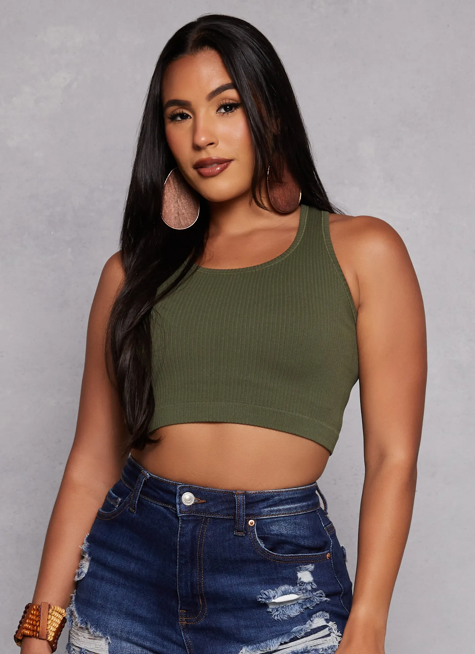 Seamless Ribbed Cropped Tank Top sold by Rainbow