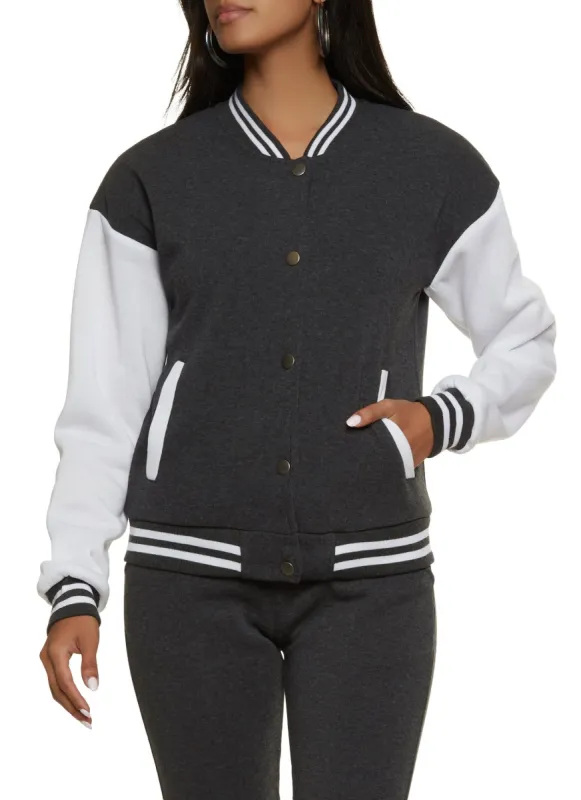 Color Block Varsity Jacket sold by Rainbow