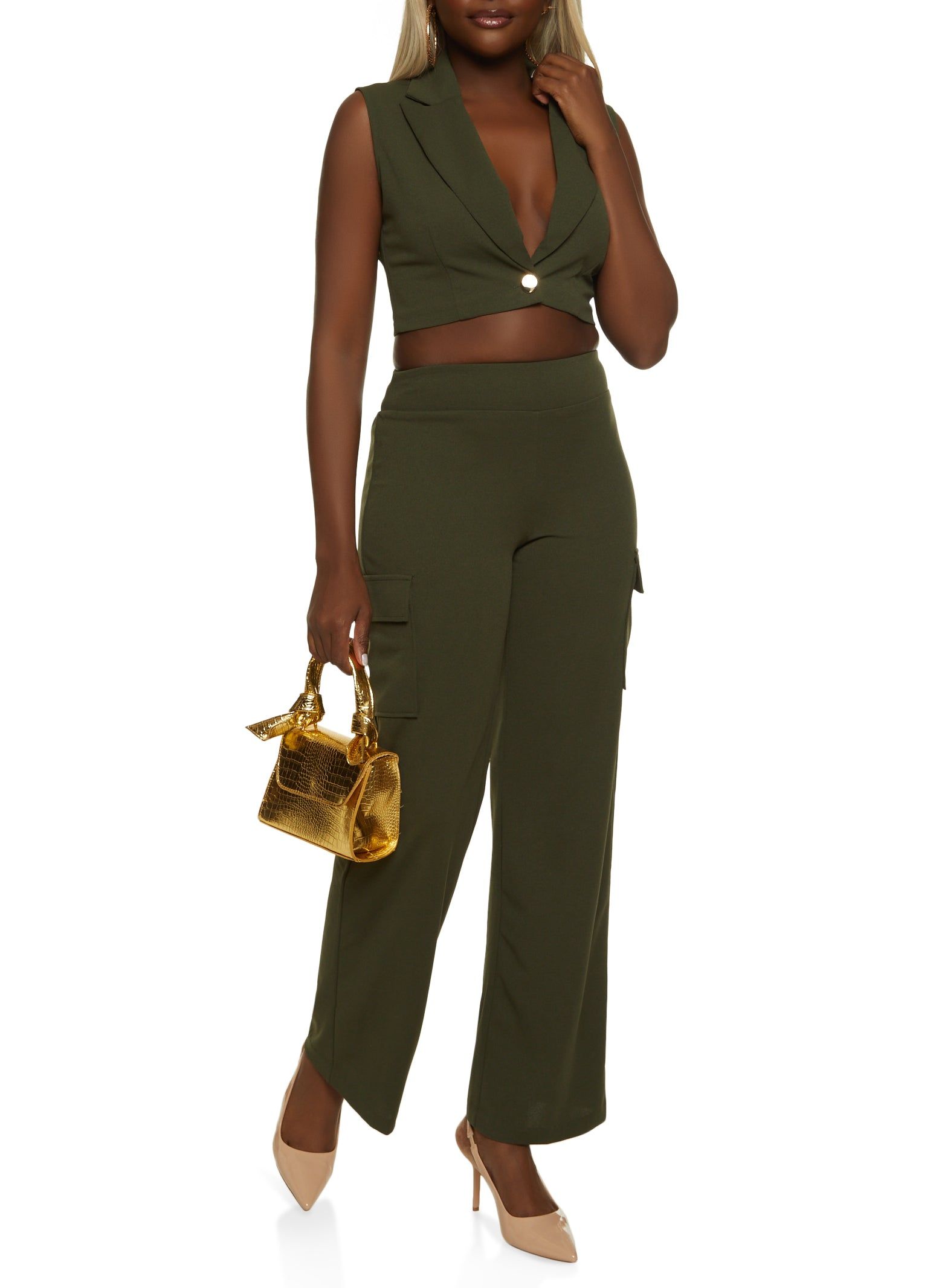 Cropped Single Button Blazer Vest sold by Rainbow product image thumbnail 2