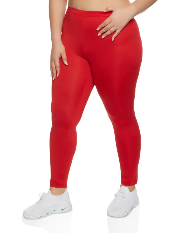 Plus Size Solid High Waisted Leggings sold by Rainbow