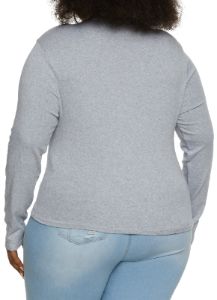 Plus Size Solid Mock Neck Long Sleeve Tee sold by Rainbow