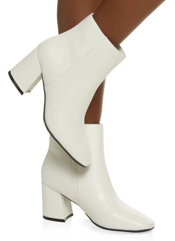 Square Toe Block Heel Booties sold by Rainbow