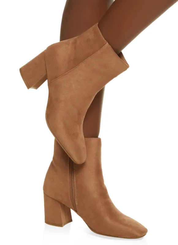 Square Toe Block Heel Booties sold by Rainbow