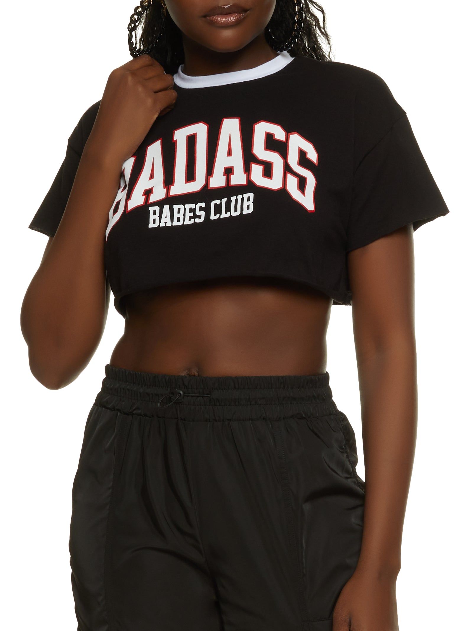 Badass Babes Club Raw Hem Crop Top sold by Rainbow