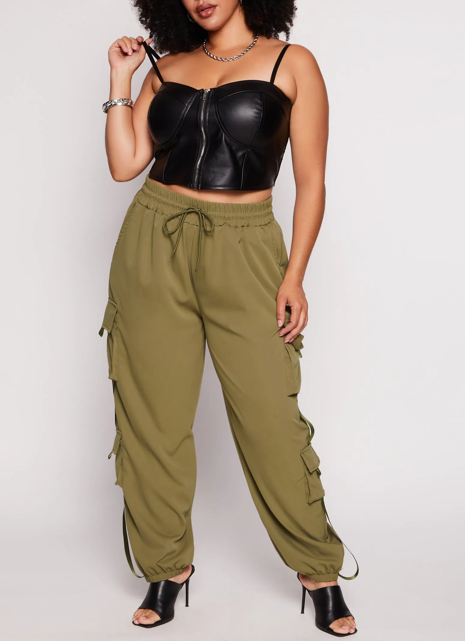 Plus Size Poplin Drawstring Cargo Pants sold by Rainbow